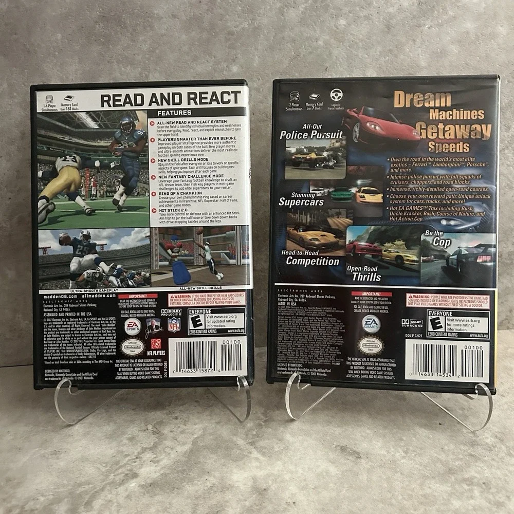 GameCube Replacement Cases Madden 08 Need For Speed Hot Pursuit 2 w/manual